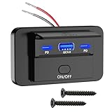 Linkstyle Wohnmobil Steckdose, Wandmontierte 12V USB A und 2 C Anschlüsse, 48W QC3.0 Mit Ein/Aus Schalter für Auto Boote