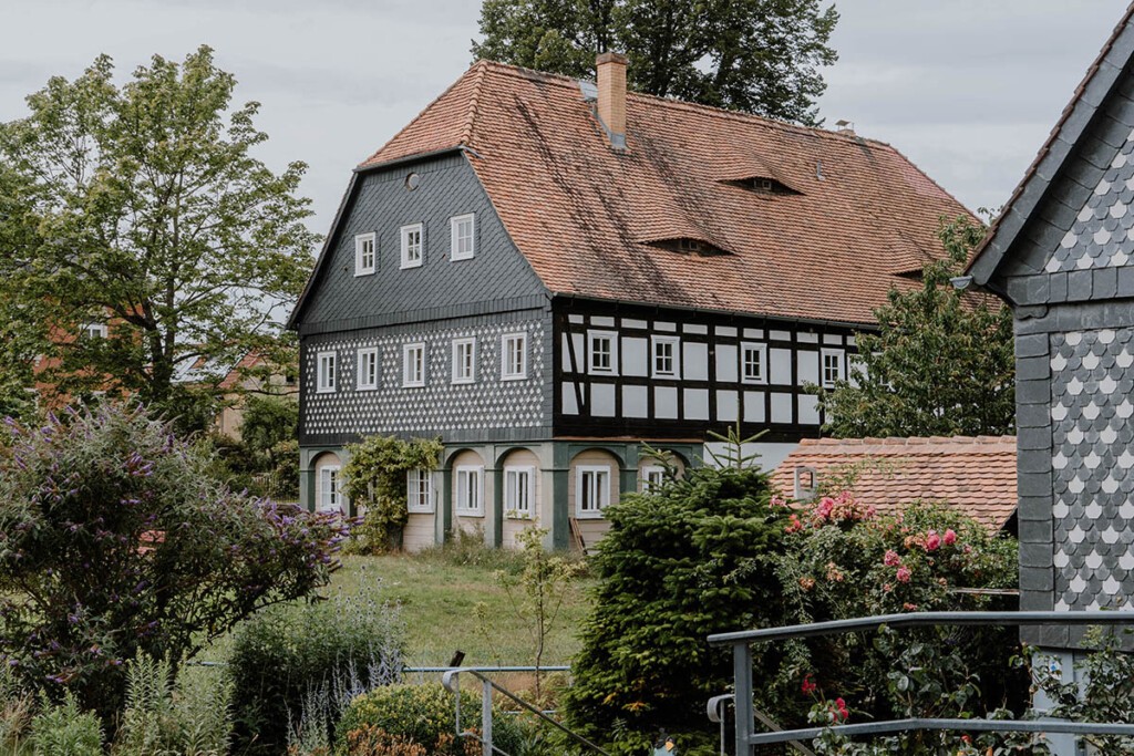 Umgebindehaus in Obercunnersdorf in der Oberlausitz.