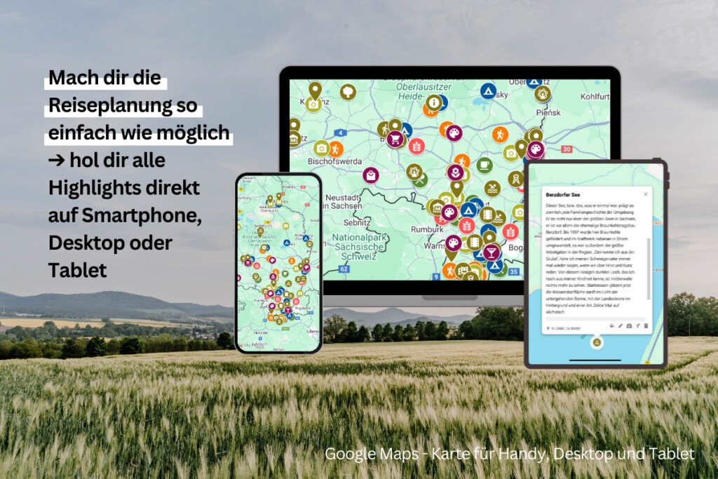 digitale Reisekarte Oberlausitz: Google Maps Karte zu den schönsten Zielen - Tipps einer Einheimischen